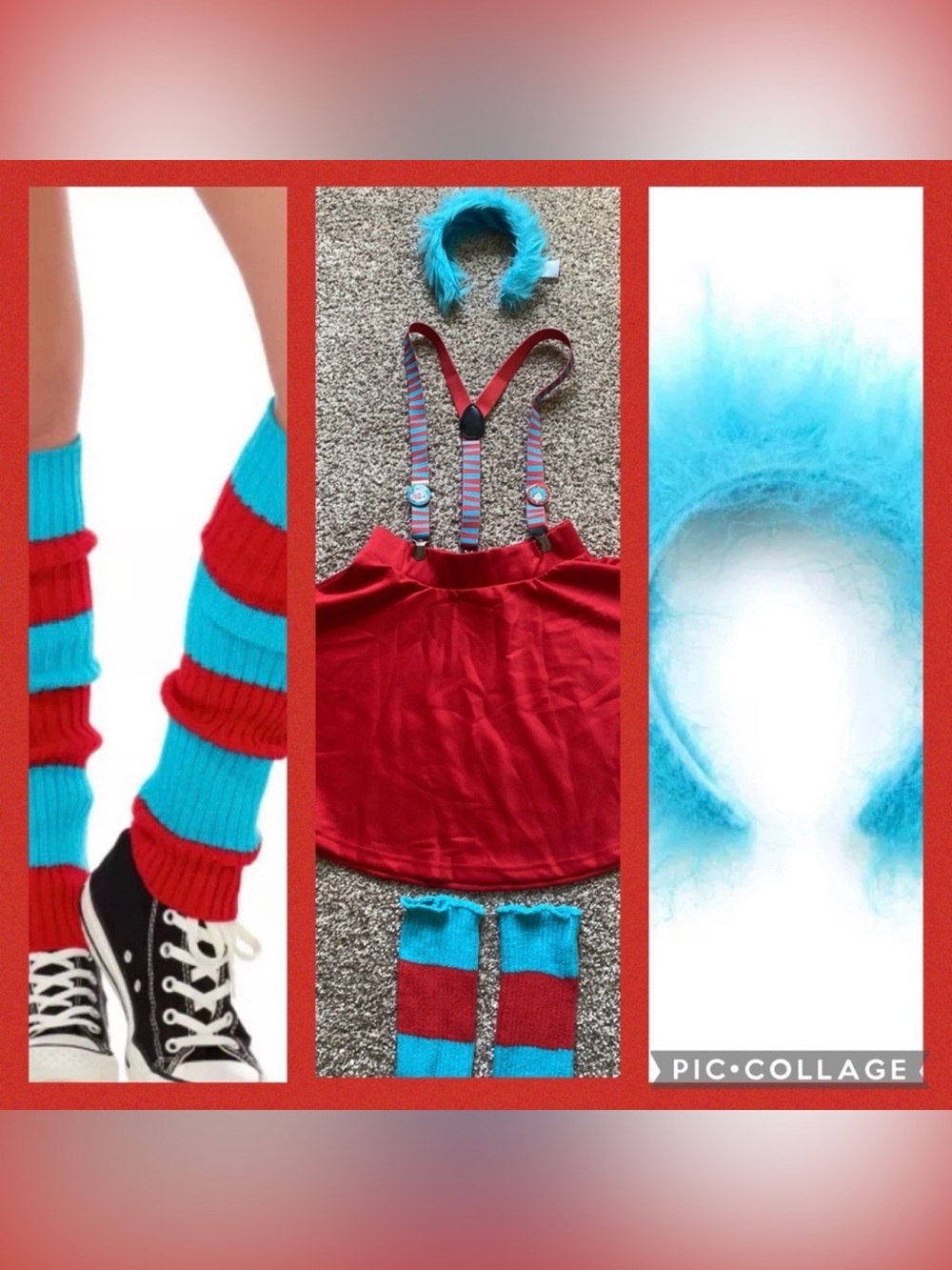 DR. SEUSS ❤️THING 1 OR THING 2❤️ 5PC ADULT COSTUME SIZE MEDIUM 🌟EUC🌟